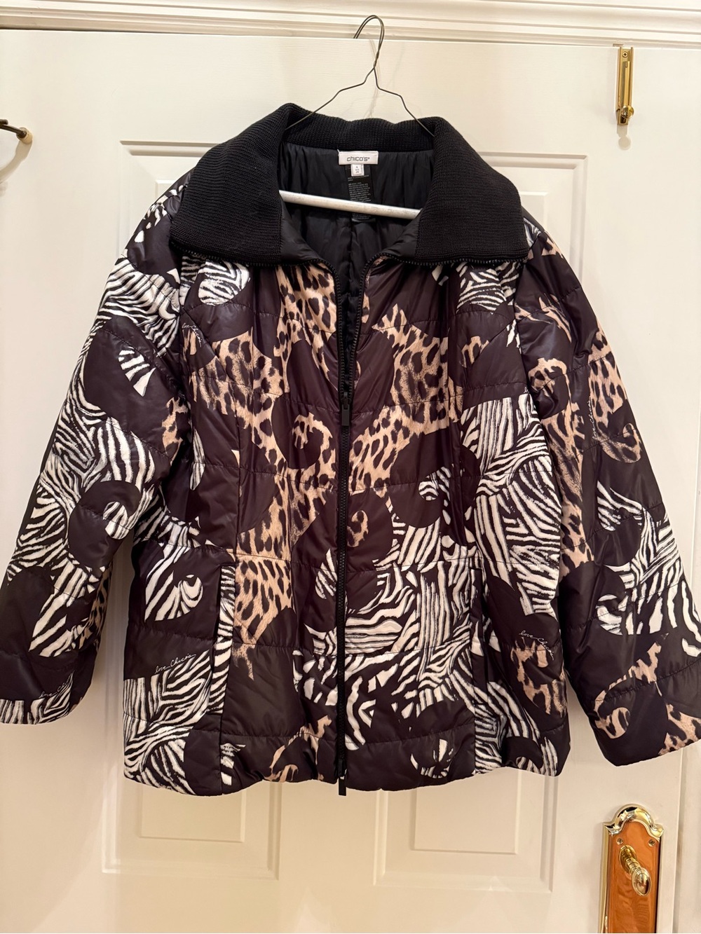 Chico's Black, Cheetah, and Zebra Jacket